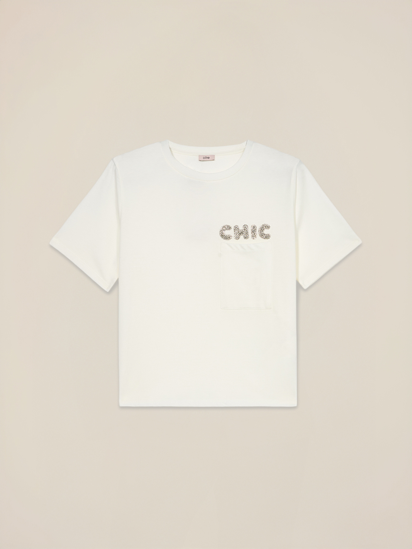 T-shirt con ricamo gioiello e taschino image number 3