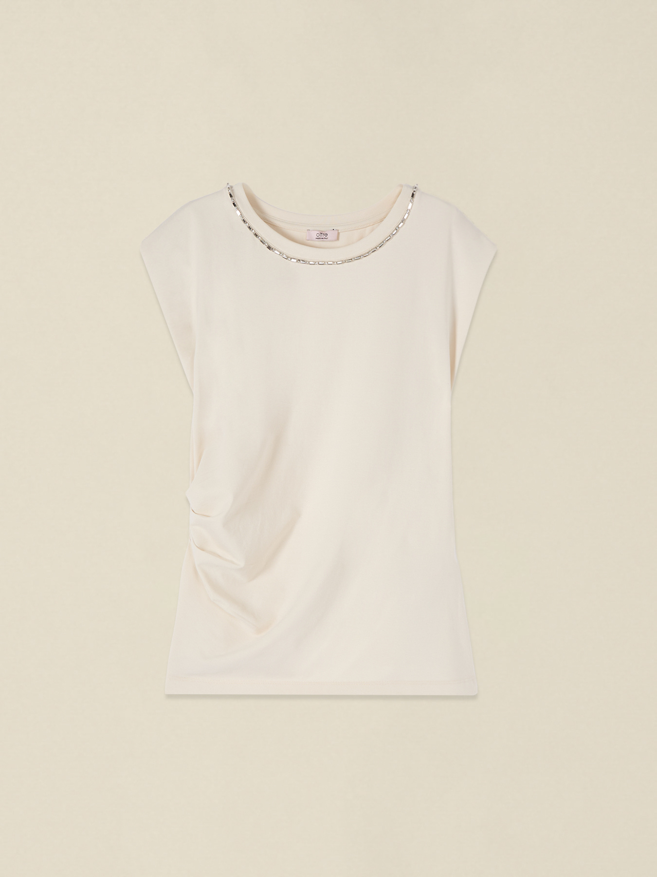 Jersey top with jewel embroidery image number 0