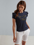 T-shirt a pois con ricamo image number 2