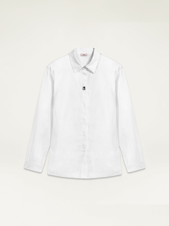 Poplin shirt with embroidered stone