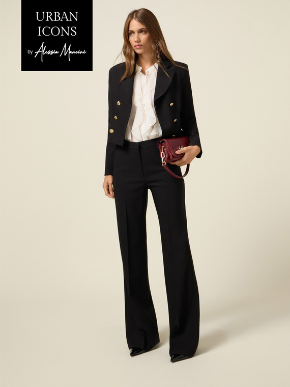 Pantalones palazzo de tejido t&eacute;cnico