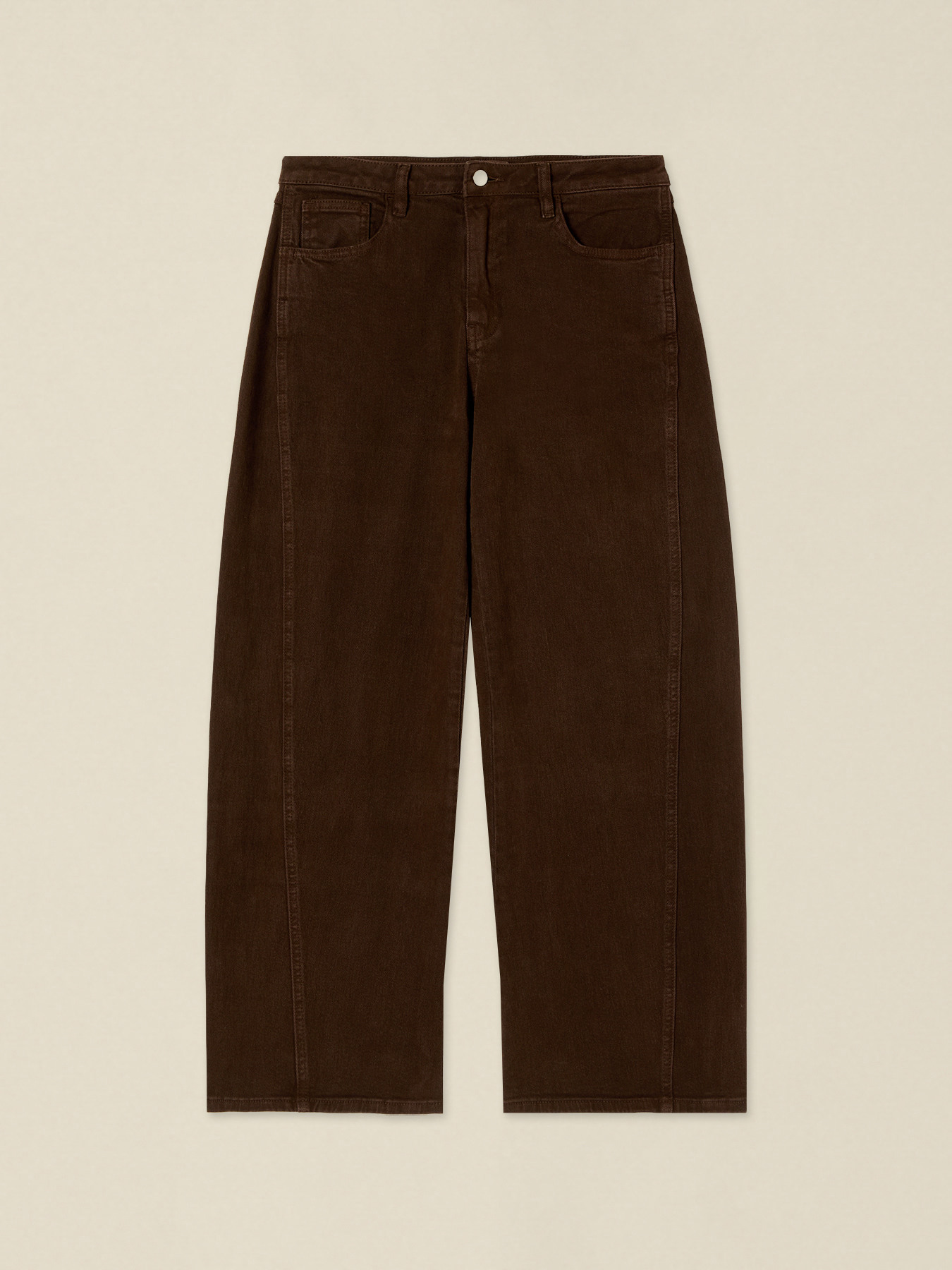 Cotton palazzo pants with barrel seam image number 4