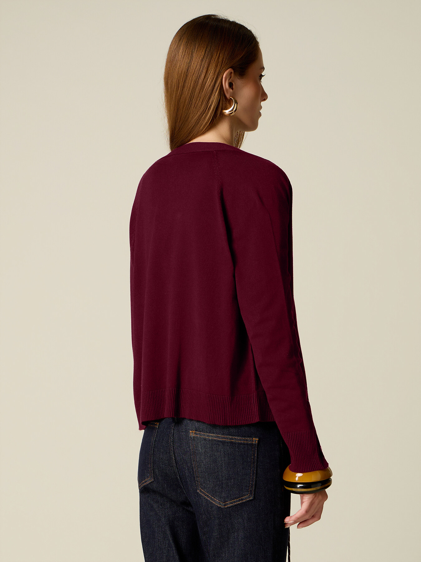 V-neck cardigan with button detail image number 1