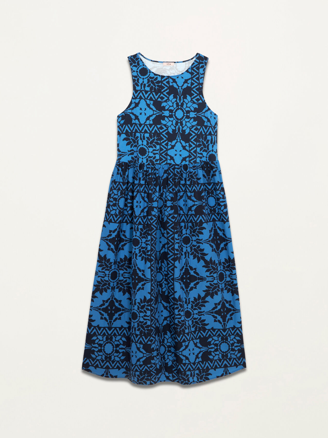 Gemustertes langes Kleid aus Baumwolle image number 4