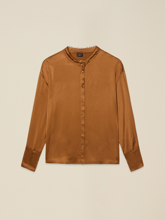 Satin shirt with decorated trims
