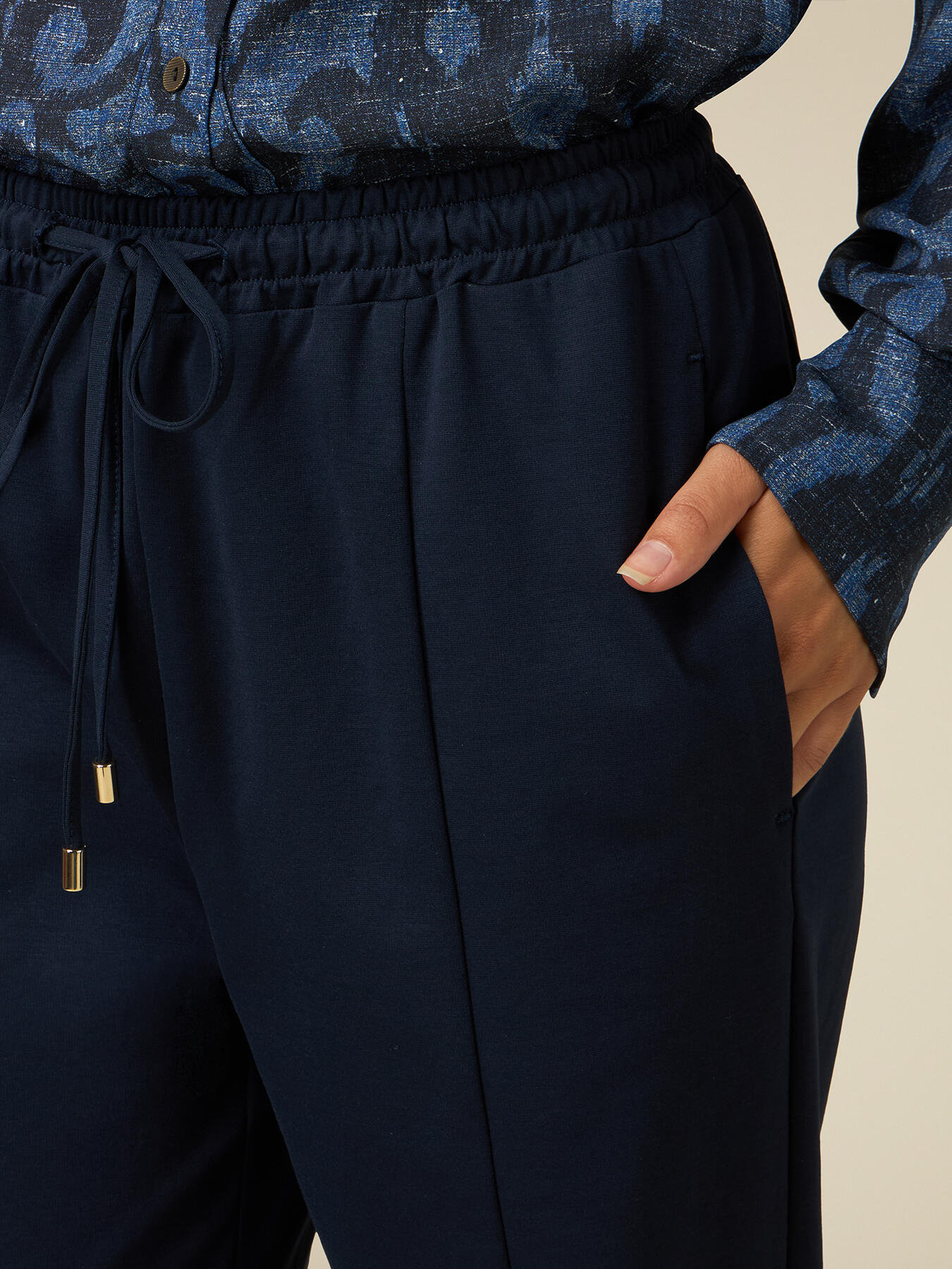 Pantalon jogger cu picior larg cu cusătură Milano image number 2