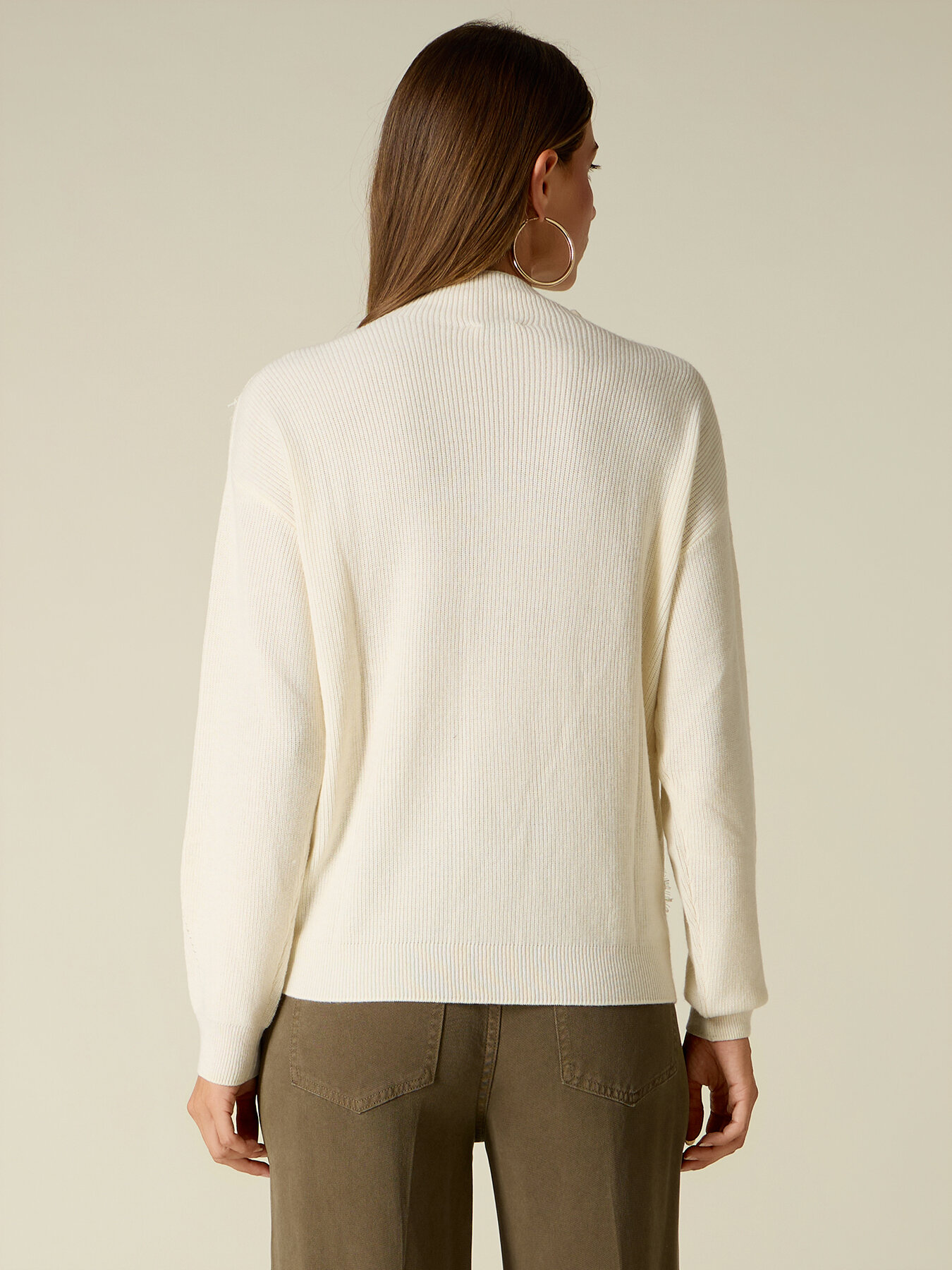 Cashmere-blend sweater with lace inserts image number 1