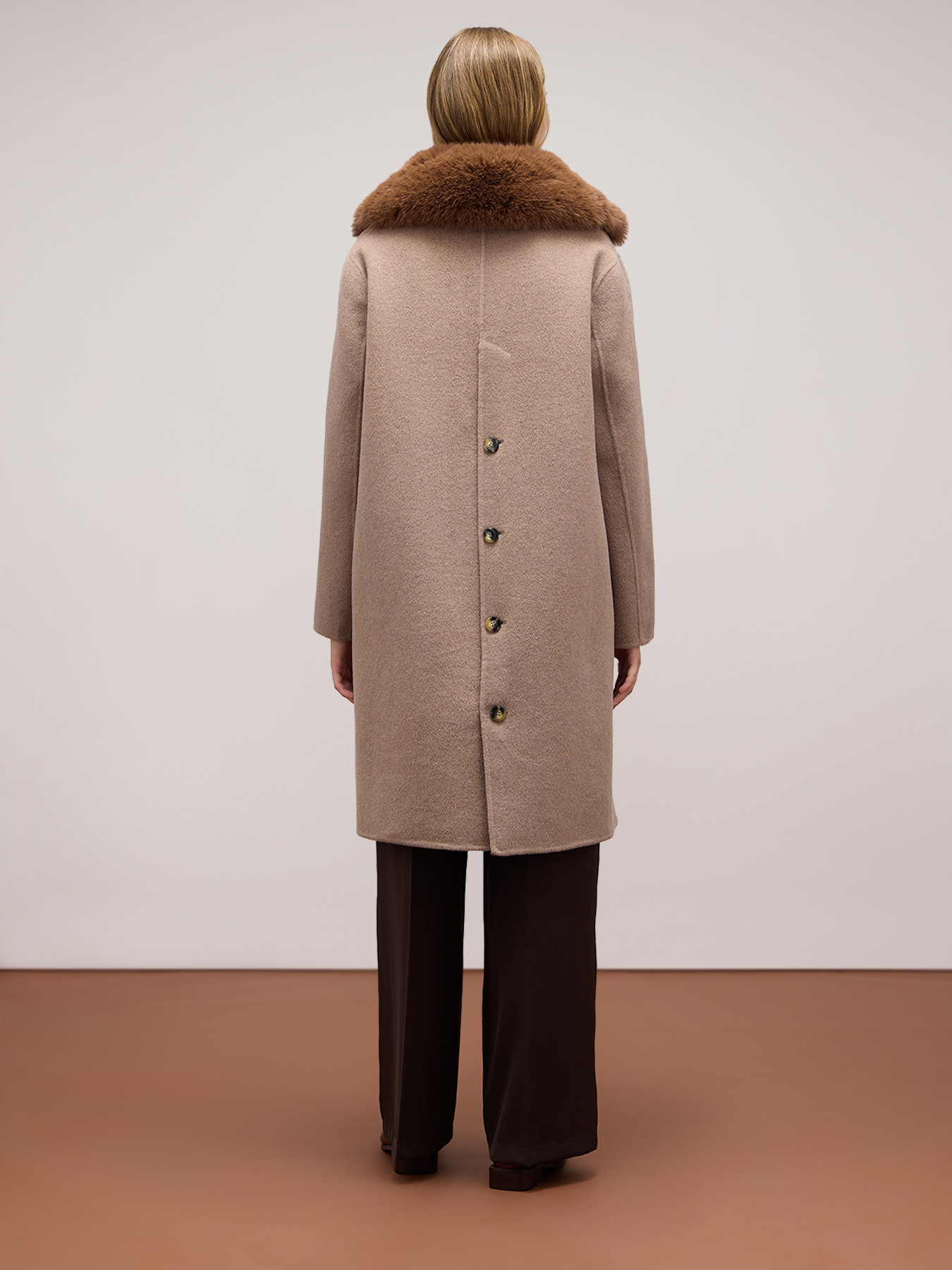 Manteau en laine m&eacute;lang&eacute;e &agrave; col amovible image number 2