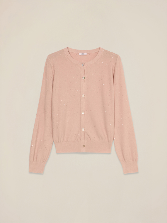 Cardigan court &agrave; paillettes