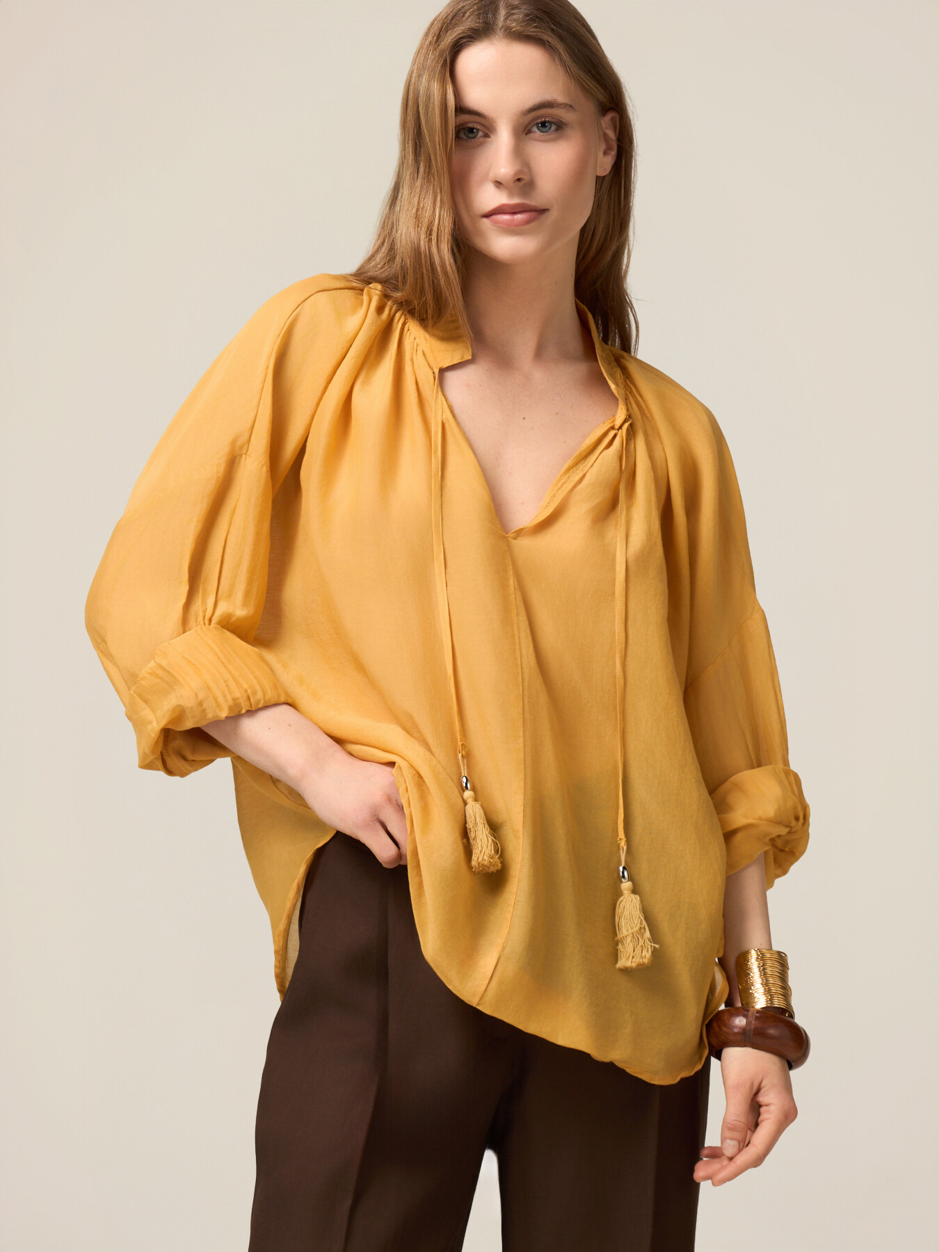 Bluse aus Seiden-Musselin-Mischgewebe image number 0