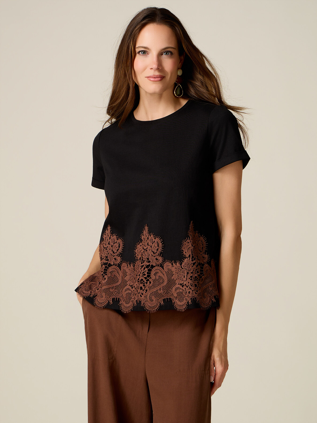 Cotton t-shirt with lace