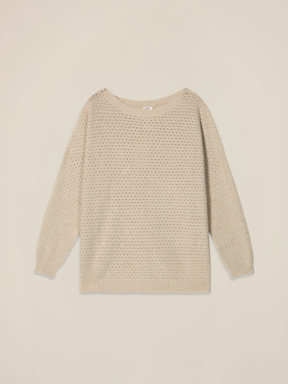 Pullover aus Viskose-Mischgewebe mit Lochstrickverarbeitung