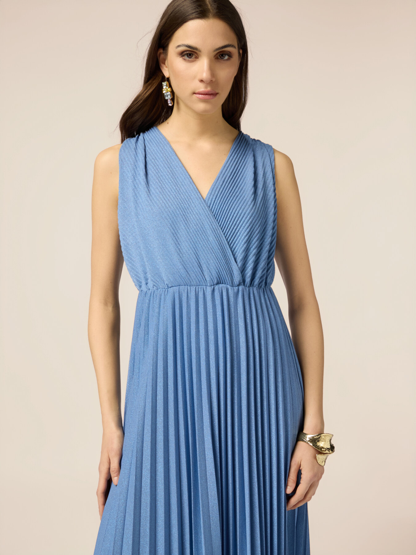 Vestito lungo lurex pliss&eacute; image number 2