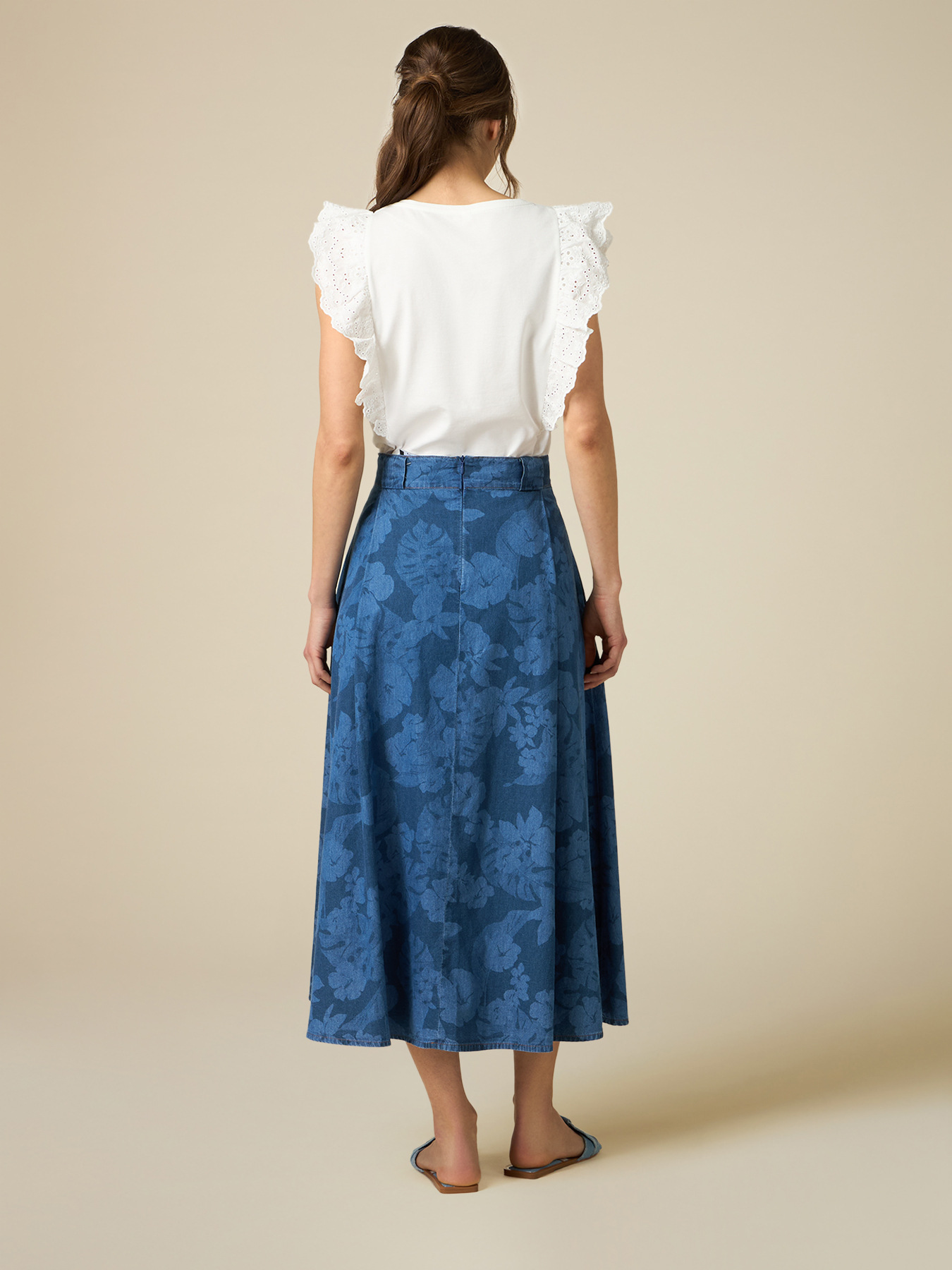 Gonna midi effetto denim fantasia image number 1