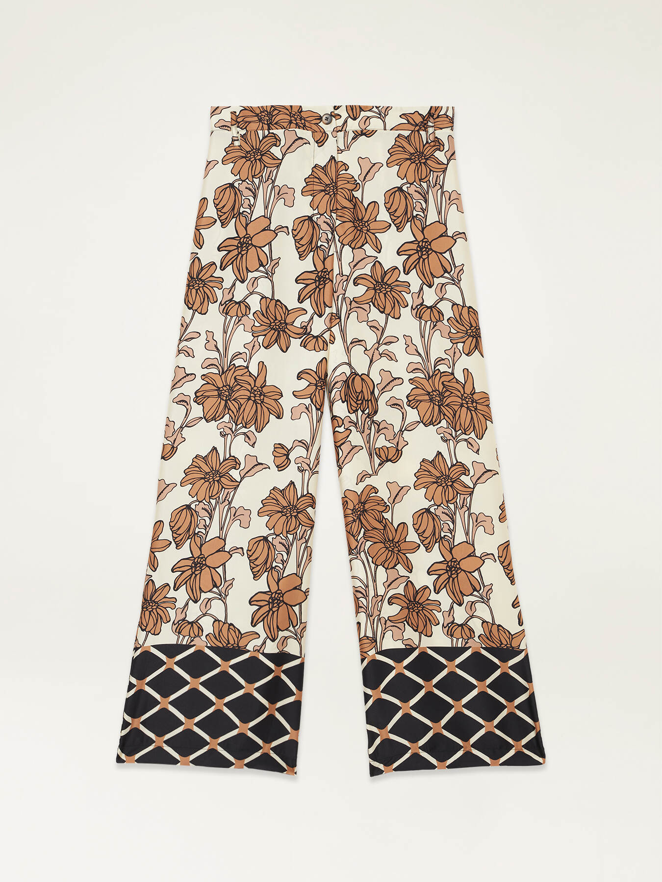 Pantaloni palazzo in raso fantasia image number 4