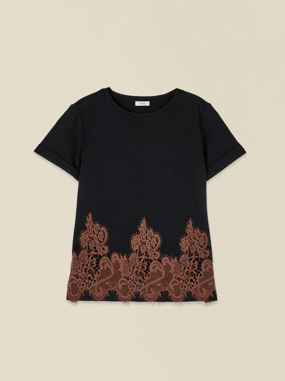 Cotton t-shirt with lace