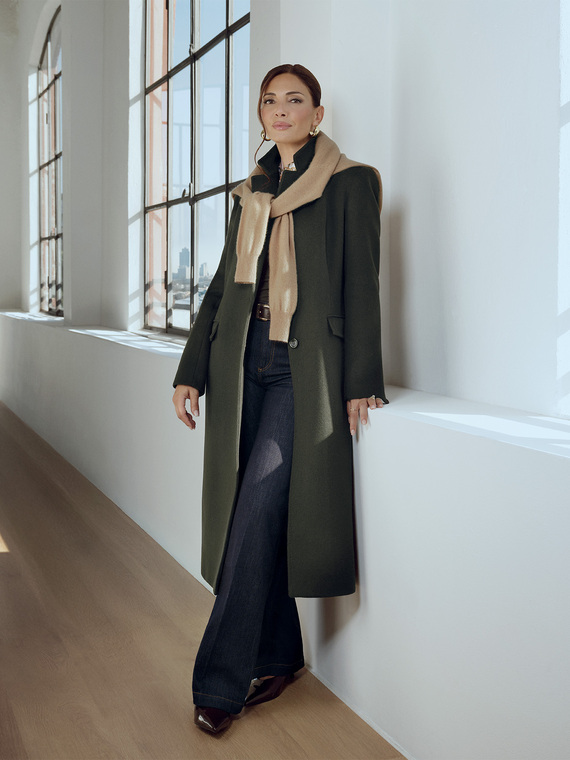 Long wool-blend coat