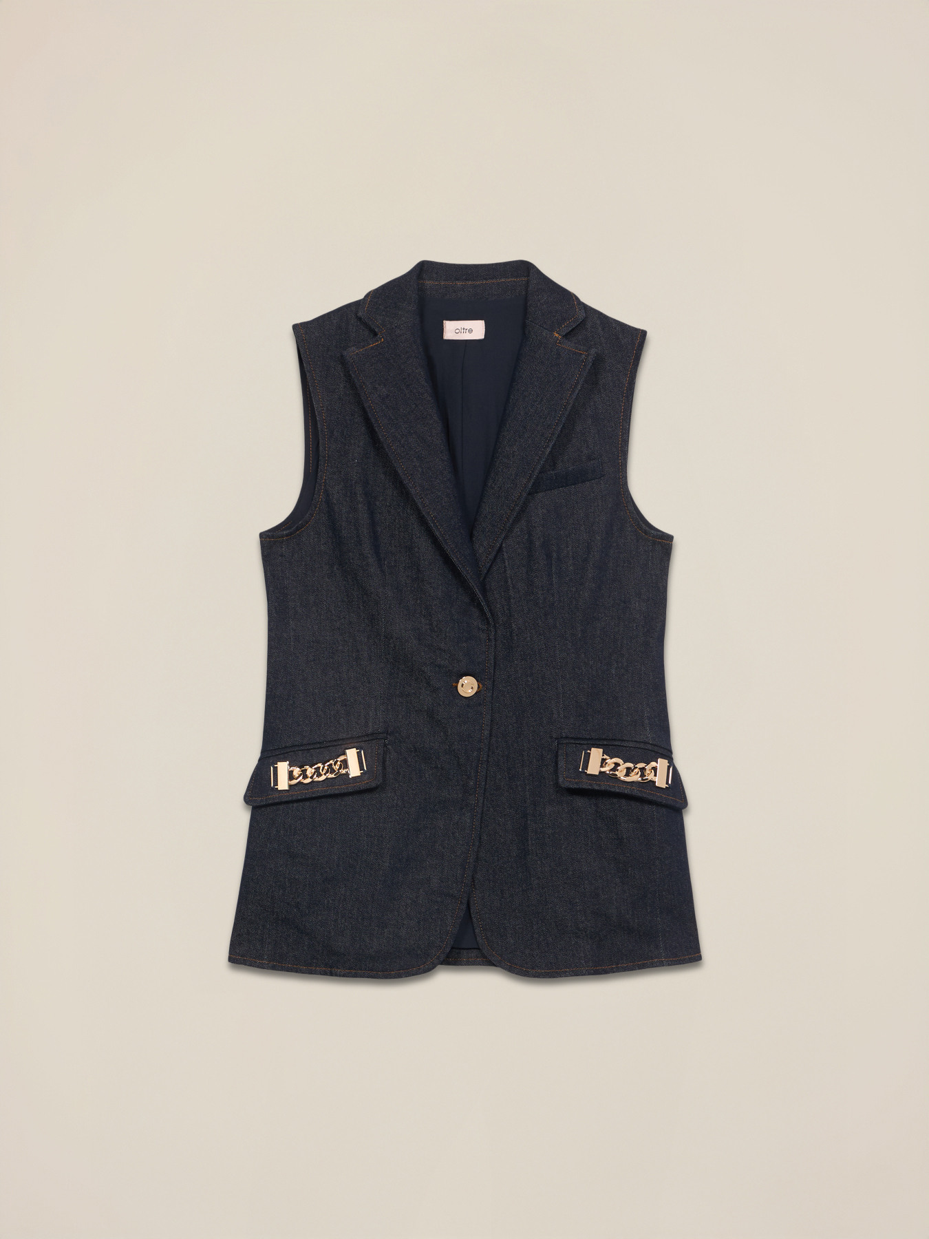 Denim vest with metal chains image number 3