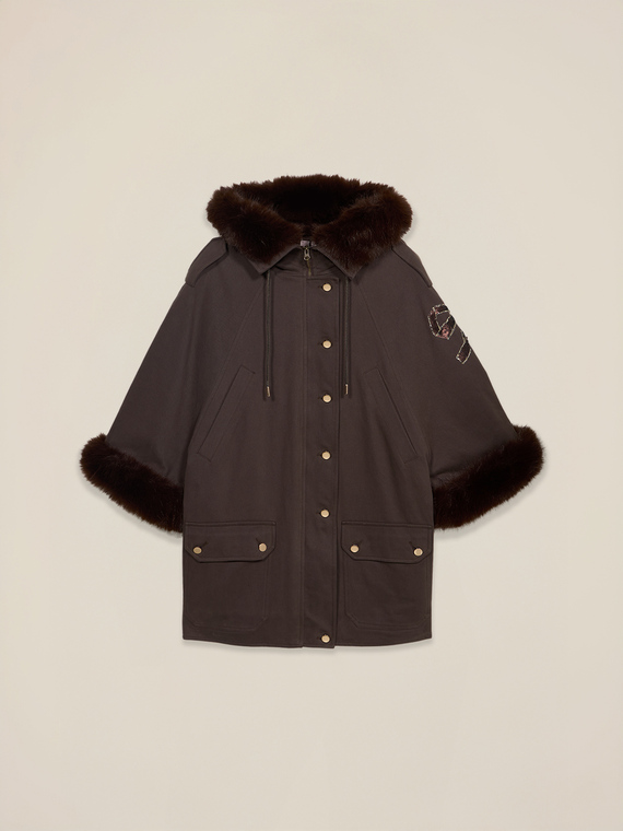 Parka aus Baumwolle mit Pelzbesatz