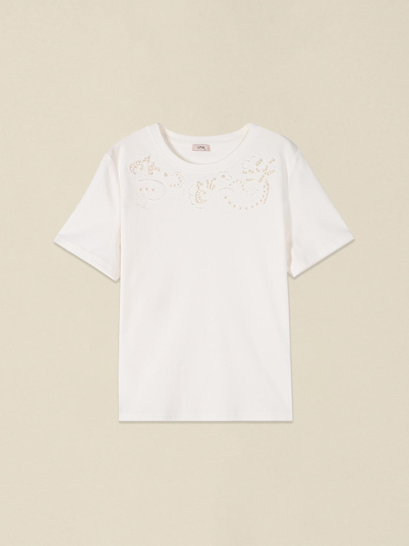 Cotton t-shirt with openwork embroidery image number 0