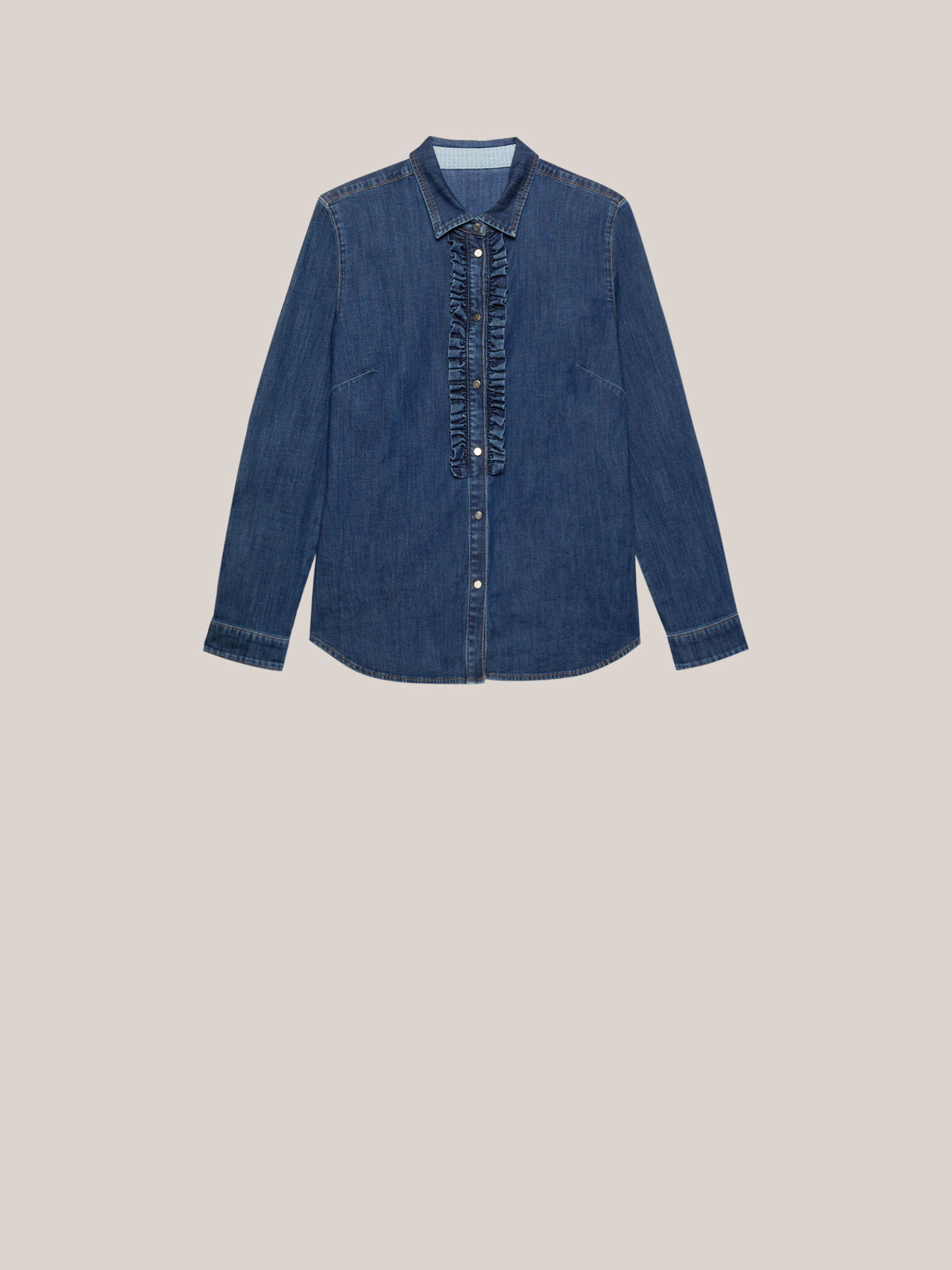 Camicia in denim con rouches image number 3