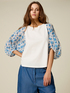 T-shirt with patterned sleeves image number 0