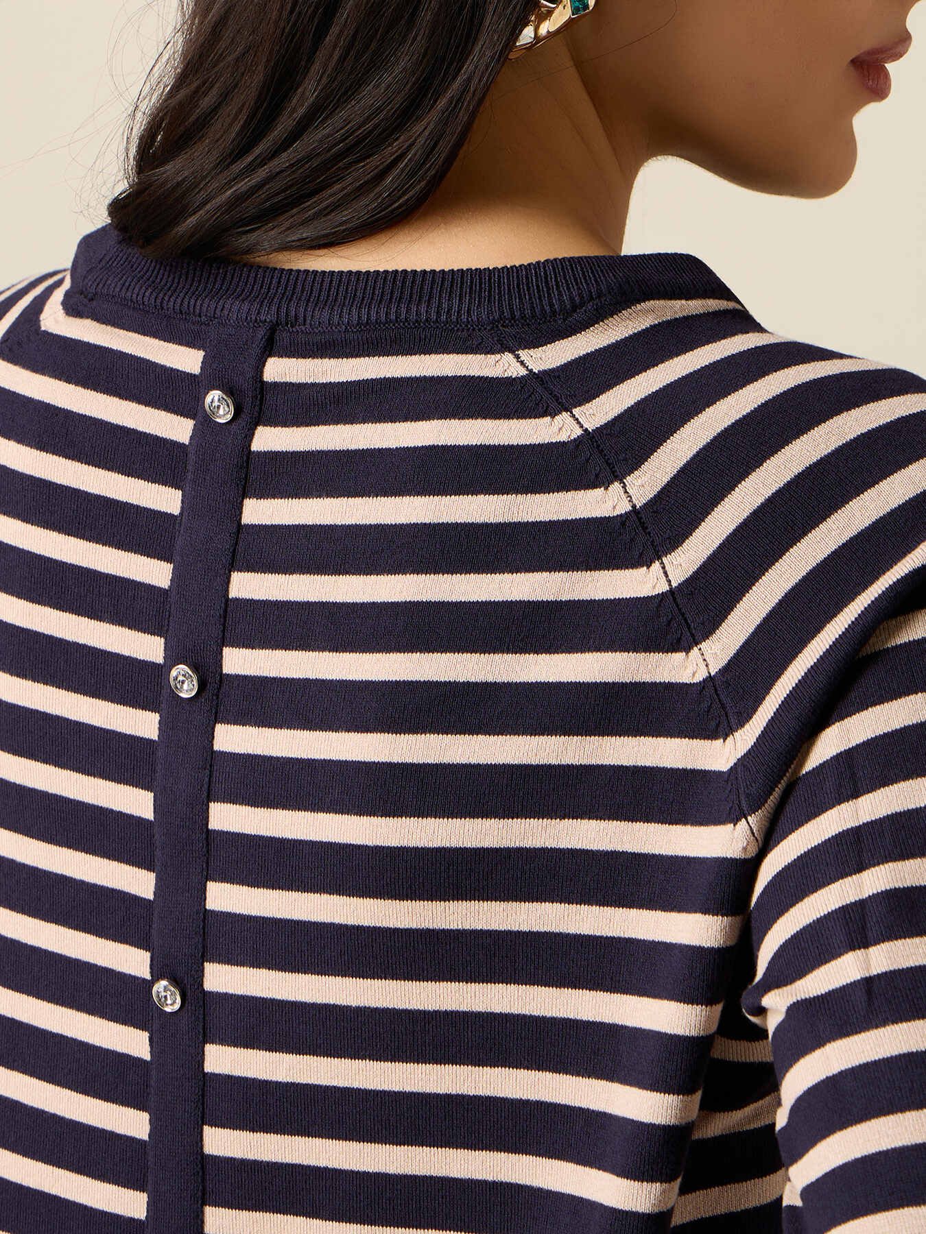 Striped sweater with buttons on the back image number 2