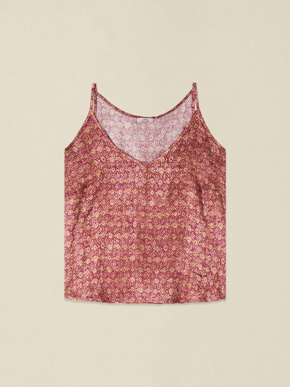 Patterned viscose satin top