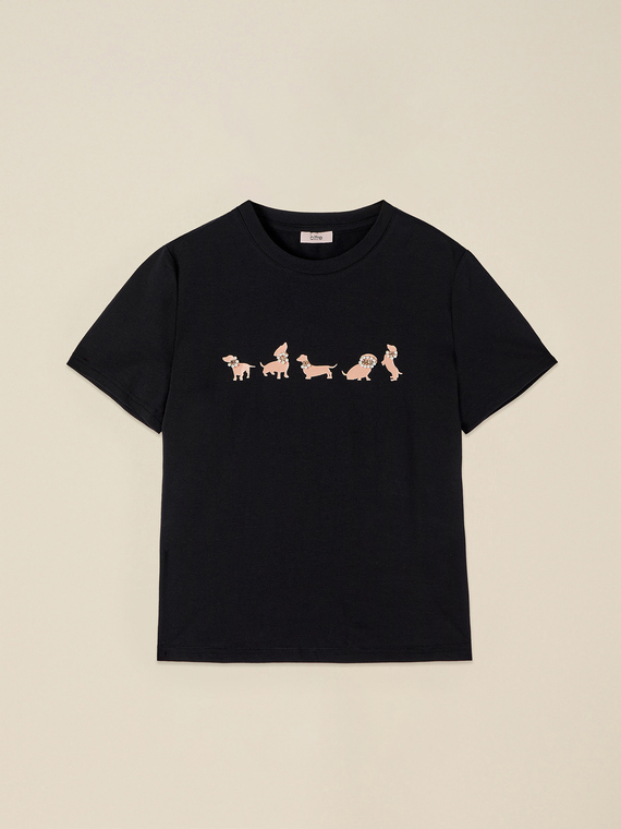 T-shirt with print and appliqu&eacute;s
