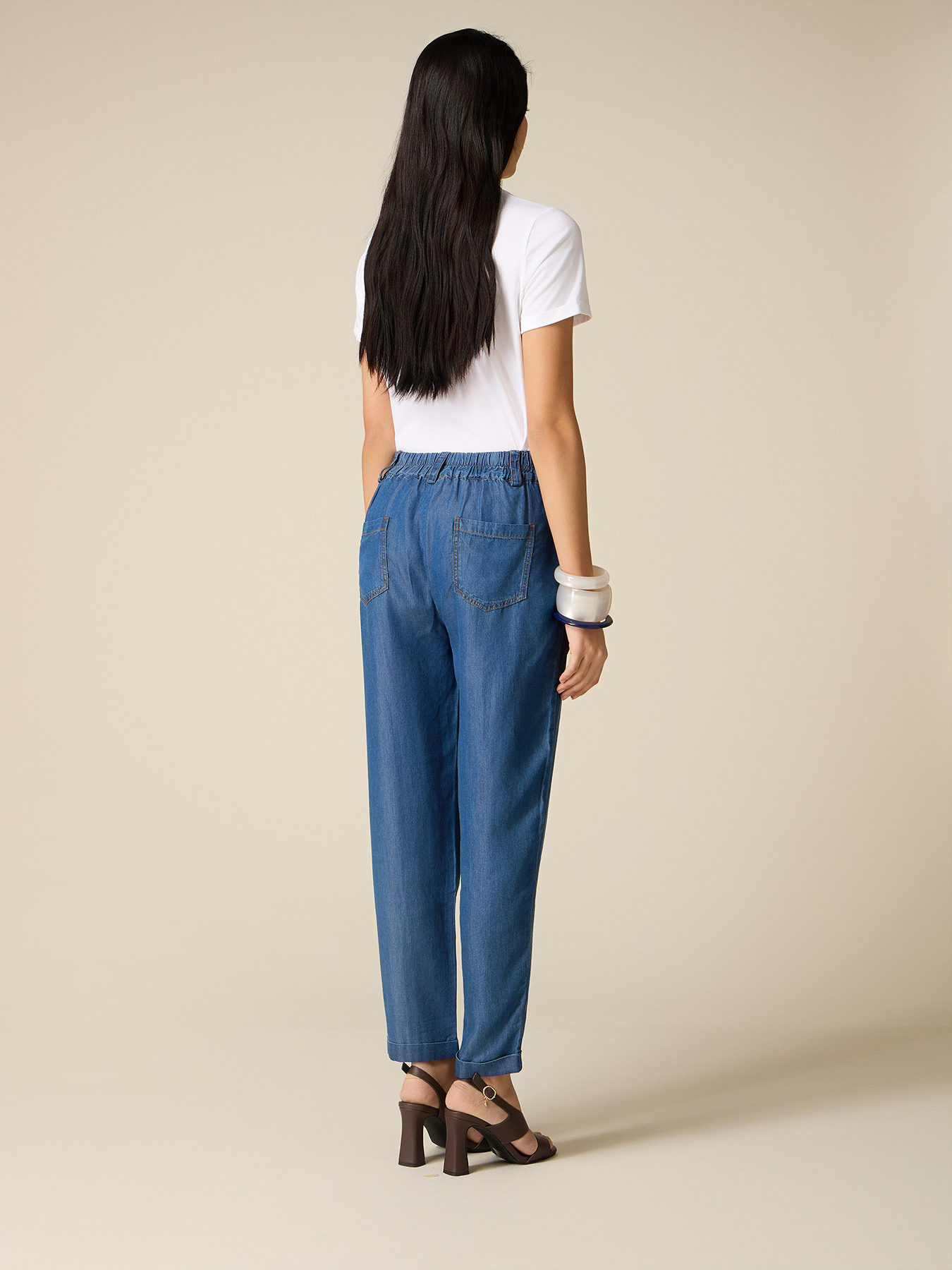 Joggers in tencel effetto denim image number 1
