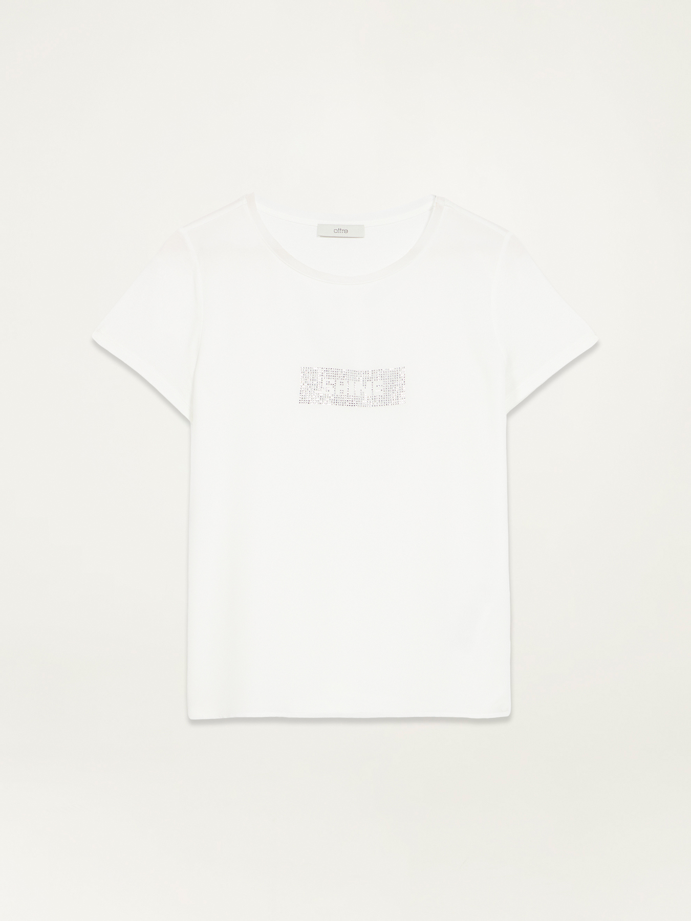 Dual-fabric T-shirt with rhinestones image number 3