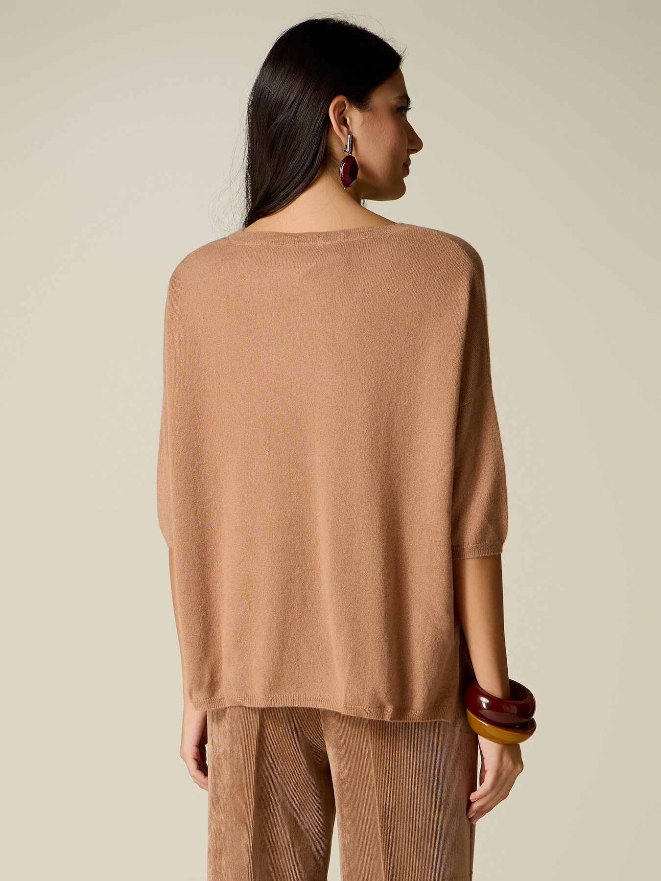 Boat-neck sweater in cashmere stitch image number 1