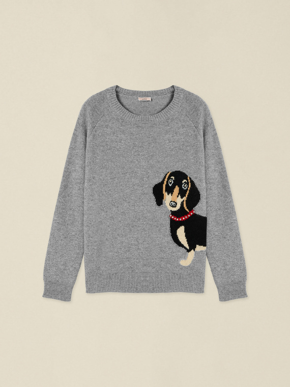 Jacquard-pattern sweater with stud embellishments