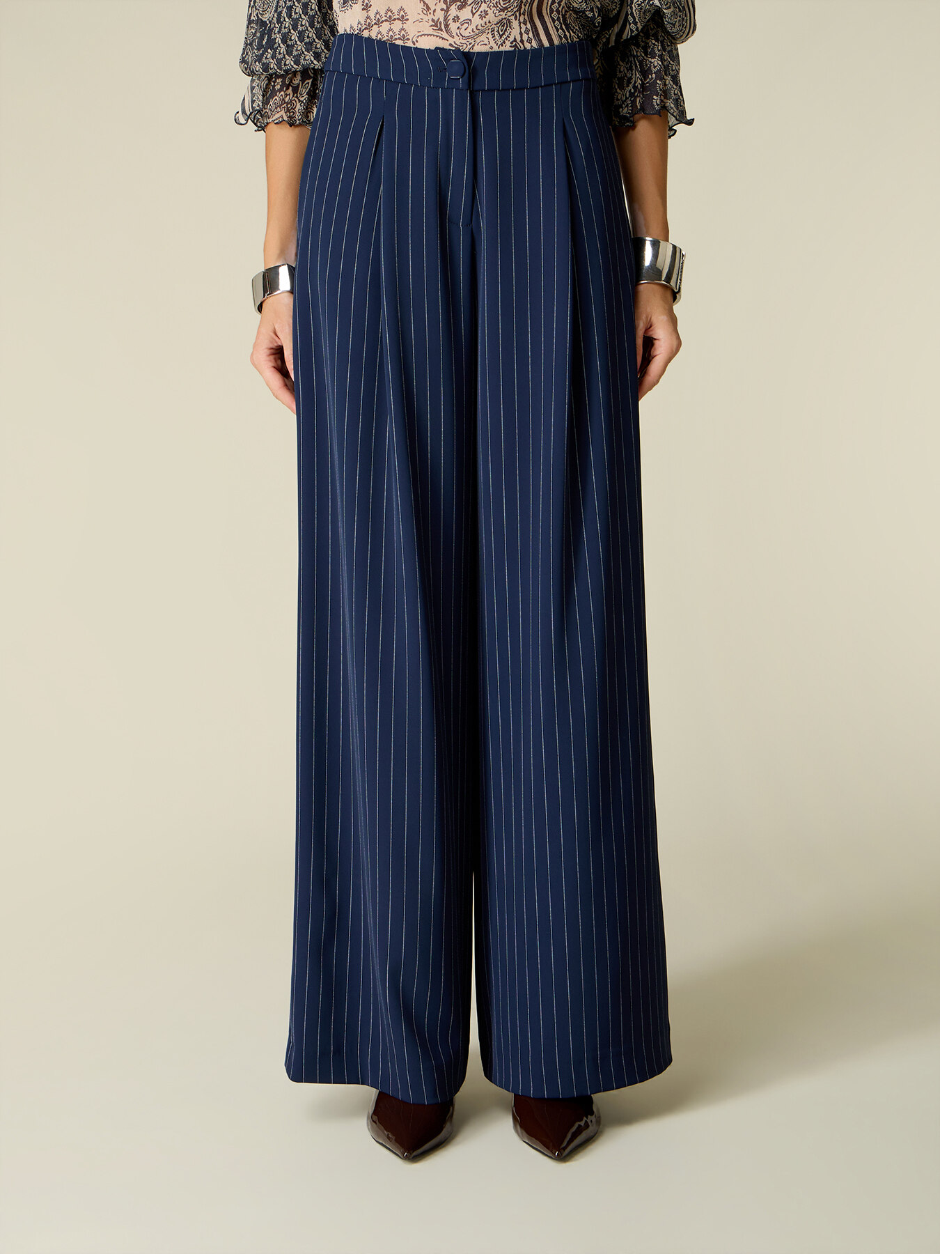 Pinstriped palazzo pants image number 3