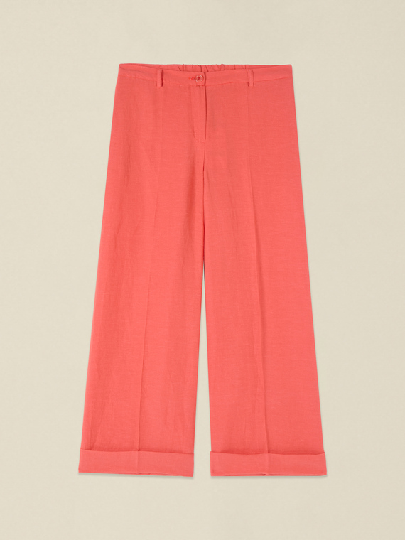 Cropped-Hose aus Leinenmischung