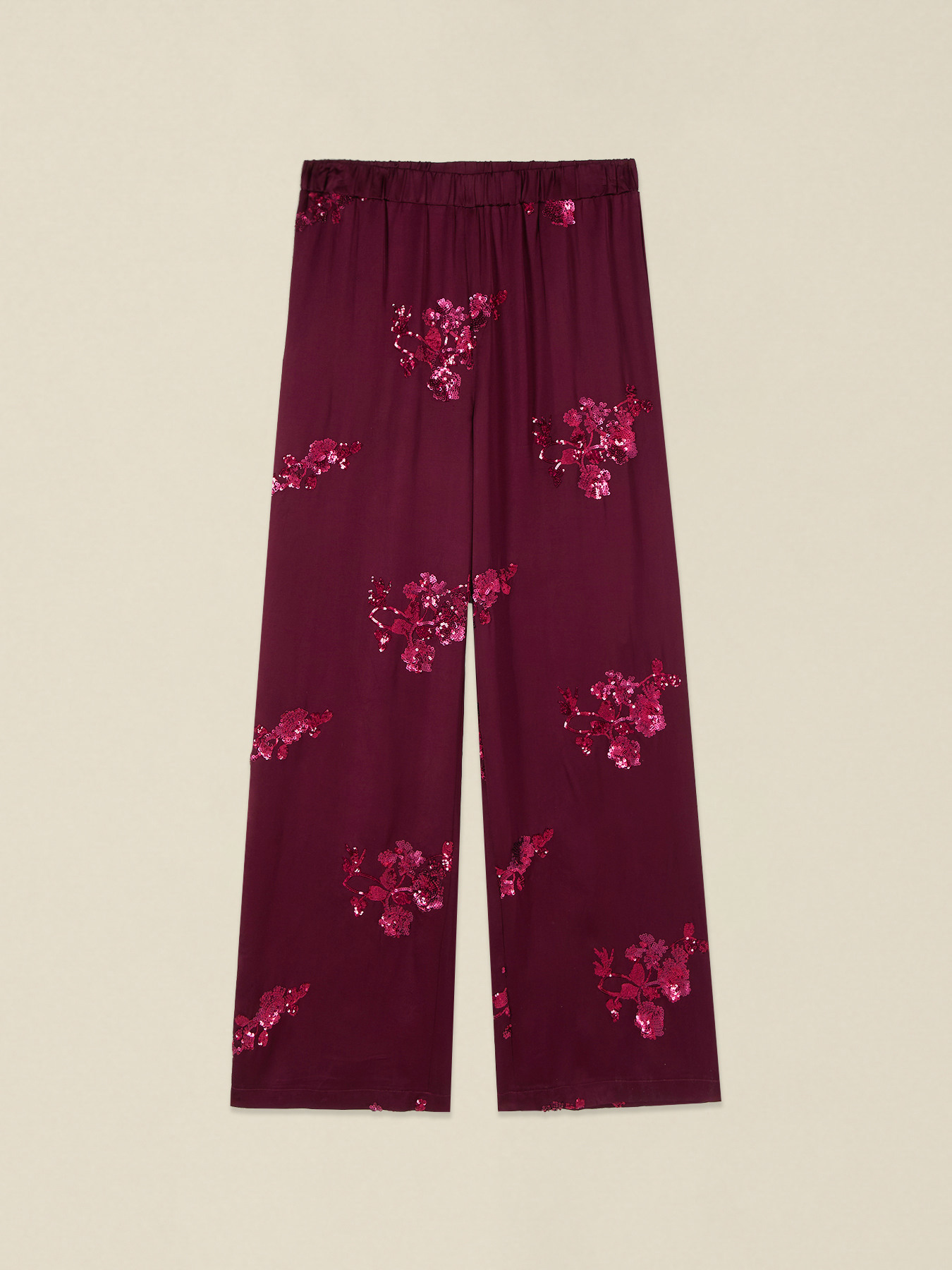 Palazzo pants in satin with sequin embroidery image number 4