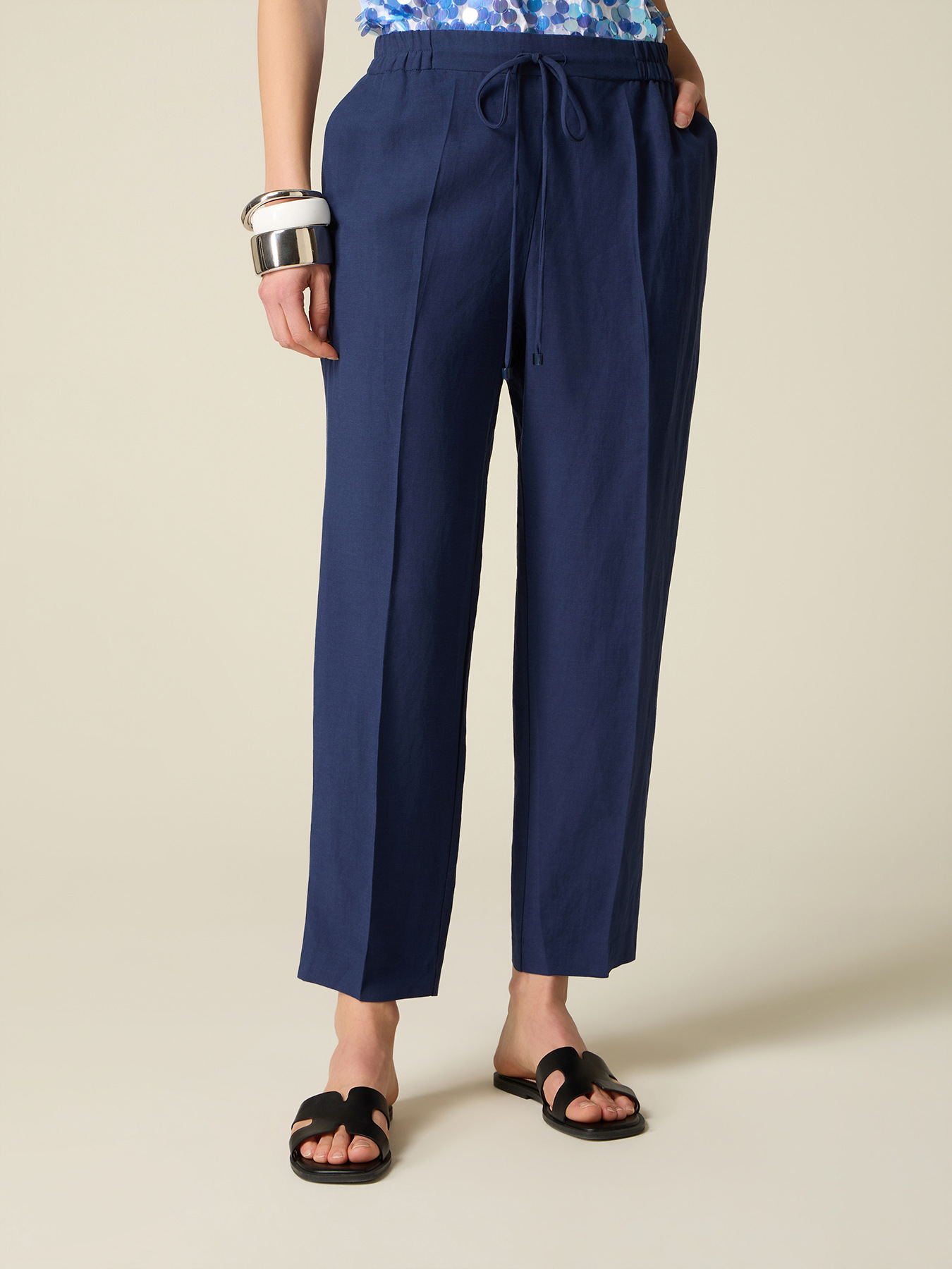 Pantalon court en m&eacute;lange de lin image number 3