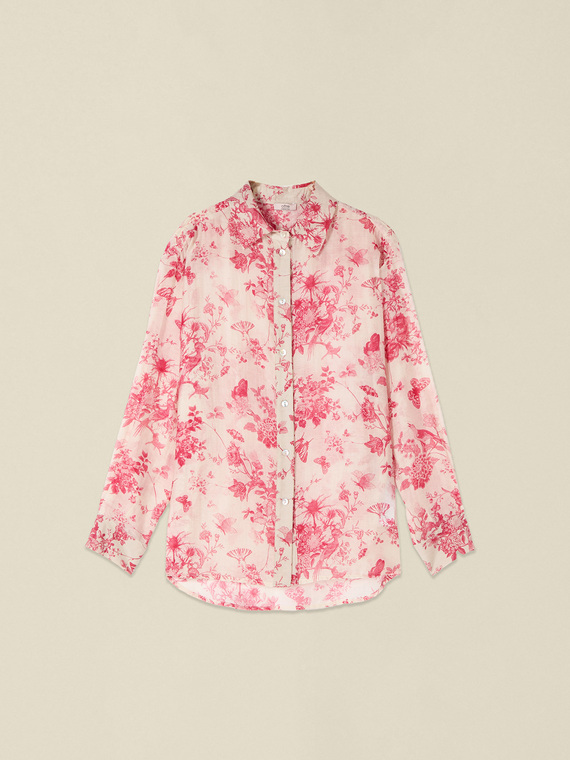 Patterned lyocell blend muslin shirt