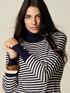 Rollkragenpullover mit Streifenmuster aus Cashmere-Mix mit Juwelenkn&ouml;pfen image number 2