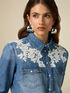 Denim shirt with embroidery image number 1