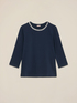Tricou cu m&acirc;neci trei sferturi și broderie cu bijuterii image number 3