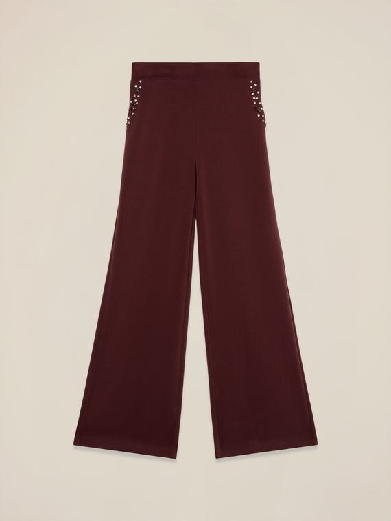 Pantalones palazzo de scuba con bolsillos de parche