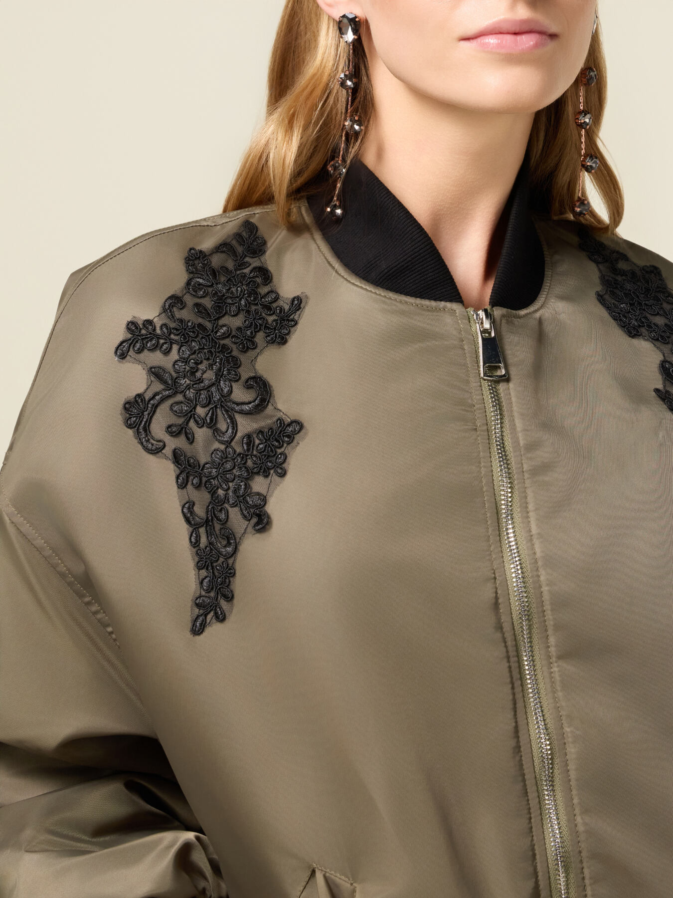 Satin bomber jacket with patch image number 2