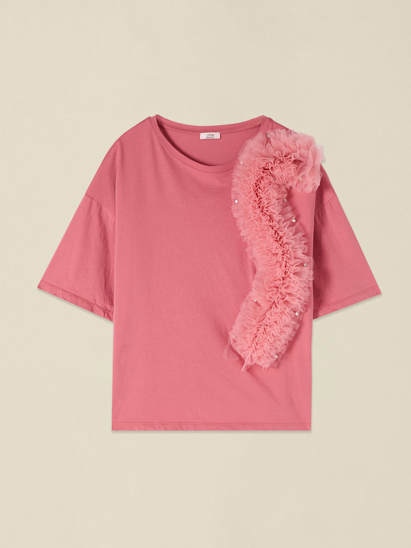 T-shirt con applicazione in tulle image number 3