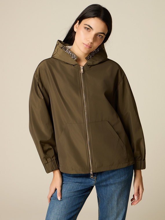 Nylon jacket with jewel detail