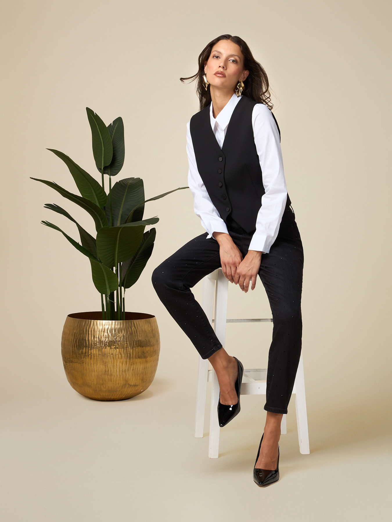 Jean skinny noir avec cristaux image number 0