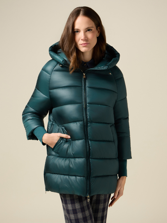 Midi down jacket with hood