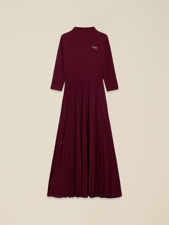 Vestido flare mezcla viscosa con broche