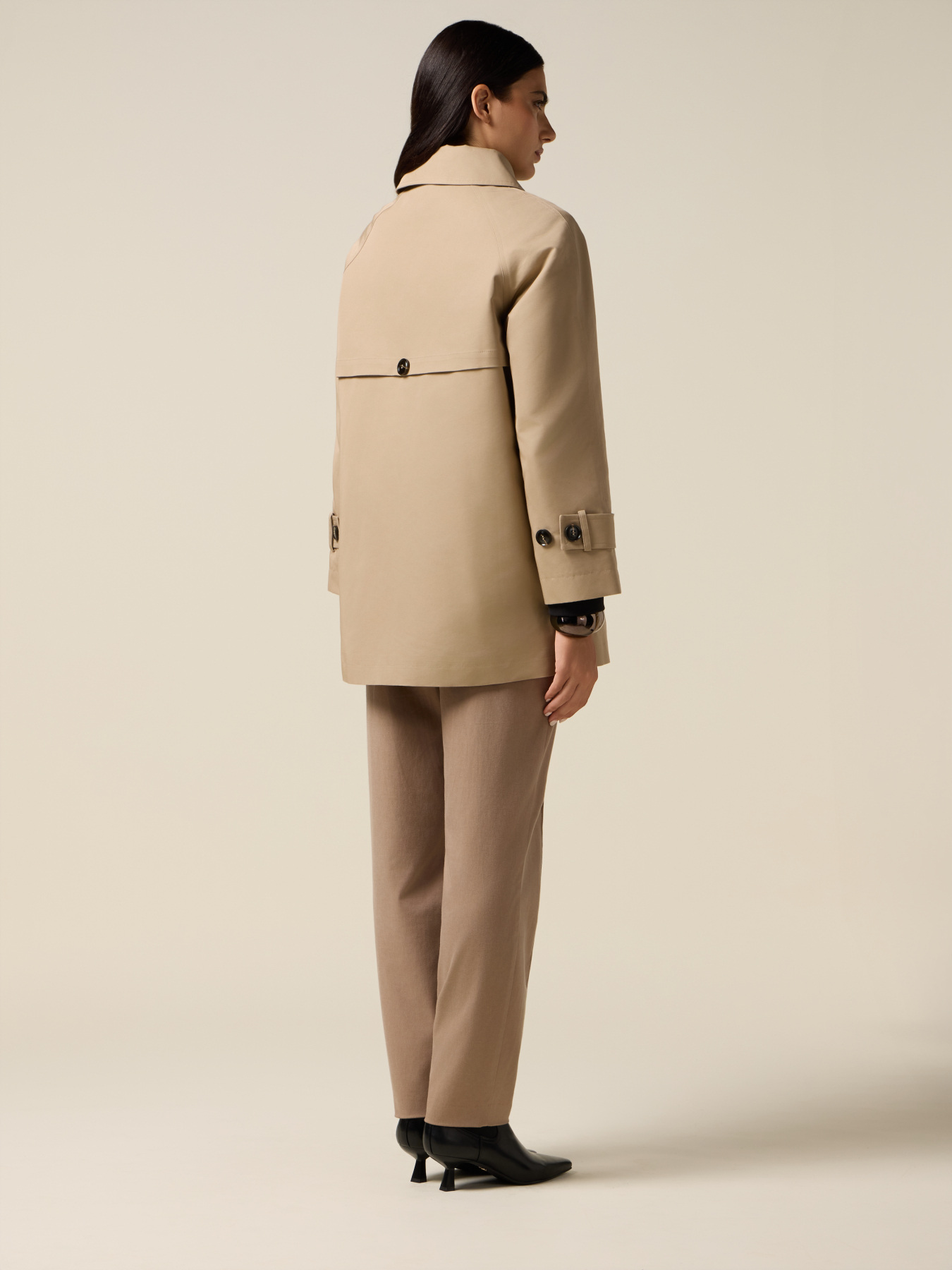 Double-breasted midi trench coat in cotton blend image number 1