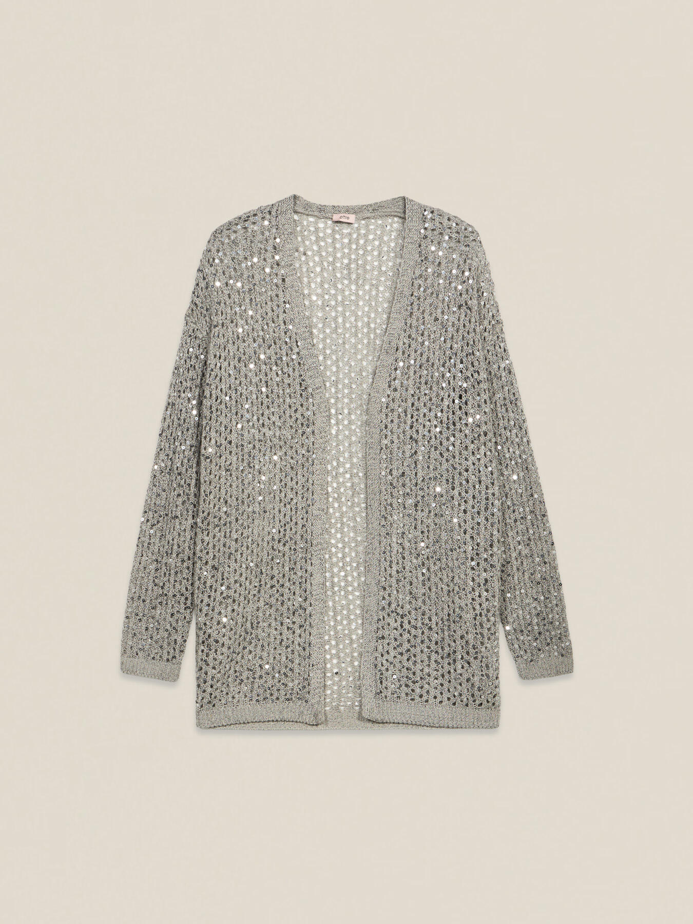 Openwork cardigan with sequins image number 3